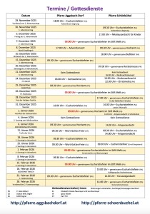 Pfarrtermine Weihnachten
